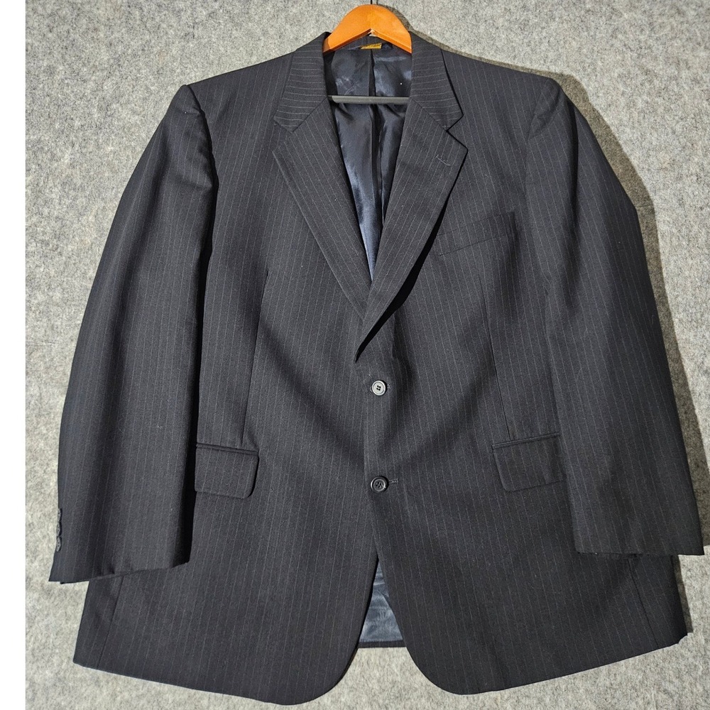 Brooks Brothers Suit Jacket Mens 48R Black Pinstripe Wool 2-Button Blazer